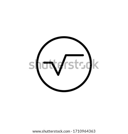 Square root vector icon in linear, outline icon isolated on white background
