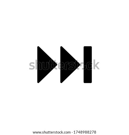 Skip vector icon in black flat glyph, filled style isolated on white background