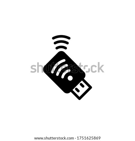 USB Wifi dongle Stick icon in black flat glyph, filled style isolated on white background