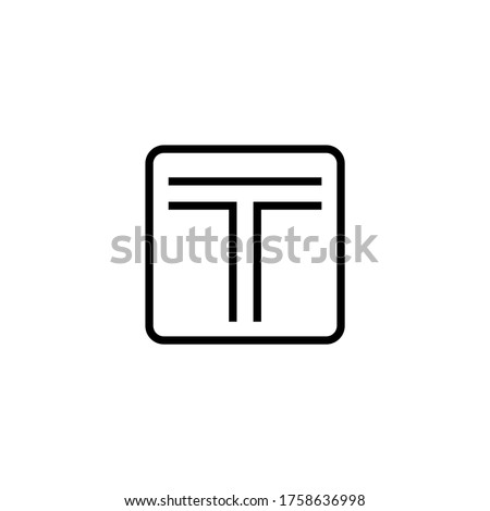T road intersection vector icon  in black line style icon, style isolated on white background