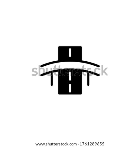 Flyover bridge vector icon in black flat glyph, filled style isolated on white background