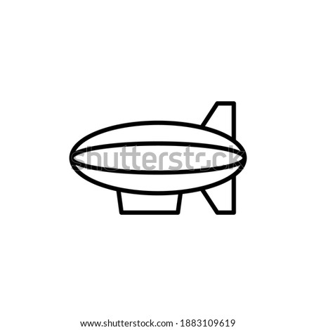 blimp icon, vintage zeppelin symbol in flat black line style, isolated on white background