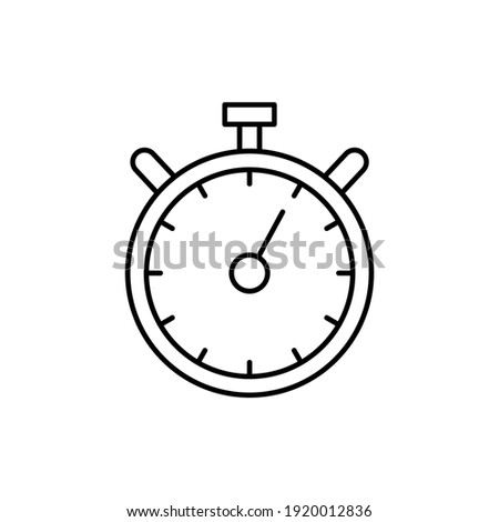 Timer Return Arrow icon, Timer Stop Watch Arrow icon in flat black line style, isolated on white background 