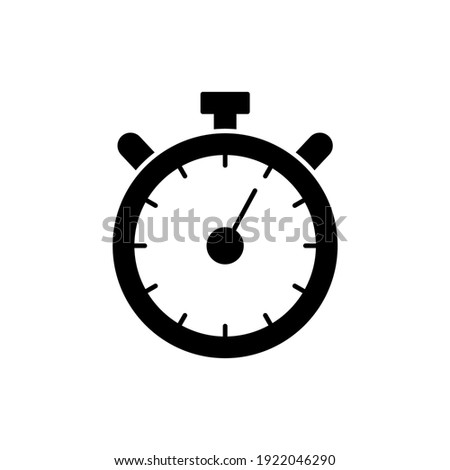Timer Return Arrow icon, Timer Stop Watch Arrow icon in solid black flat shape glyph icon, isolated on white background 