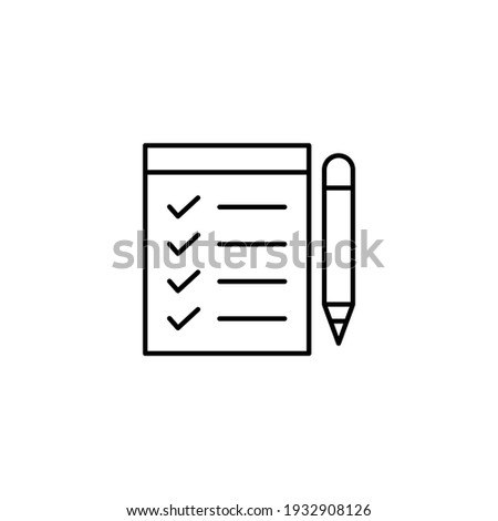 Todo, checklist tasks icon in flat black line style, isolated on white background 