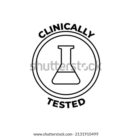 Clinically tested label icon in black line style icon, style isolated on white background