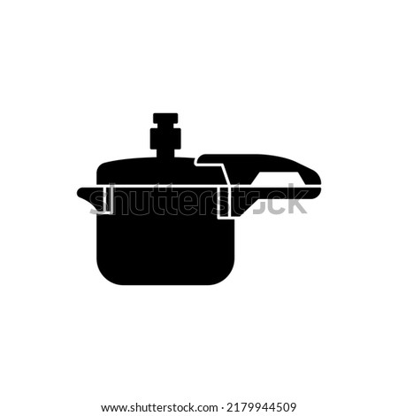 Pressure cooker icon in black flat glyph, filled style isolated on white background