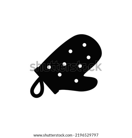 Cooking glove, oven glove icon in black flat glyph, filled style isolated on white background