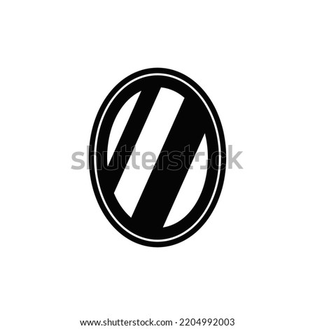 Oval mirror icon in black flat glyph, filled style isolated on white background