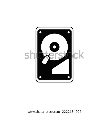 HDD drive computer storage icon in black flat glyph, filled style isolated on white background