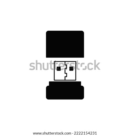 Mini usb flash drive, mini usb stick  icon in black flat glyph, filled style isolated on white background