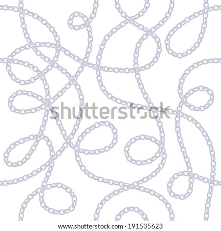 Silver chains on white background seamless pattern. Raster version.