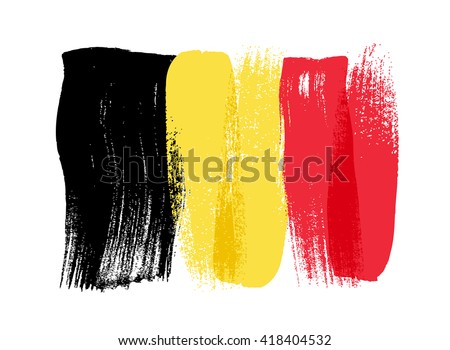 Belgium colorful brush strokes painted national country Belgian flag icon. Painted texture.