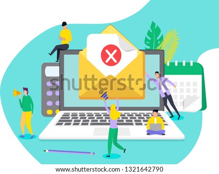 	
Concept envelope with rejected letter, unsubscribe, college rejected admission or employment for web, banner, presentation, social media, documents, cards, posters. Vector concept of red x mark
