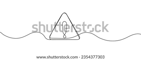 Blank traffic label with exclamation point in continuous line style. Warning, caution, attention, stop banners are shown for transport. Safety, shape danger, boards street guide vector.