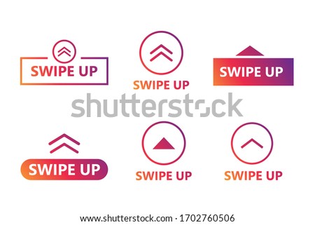 Swipe up. Set of buttons for social medias. Vector