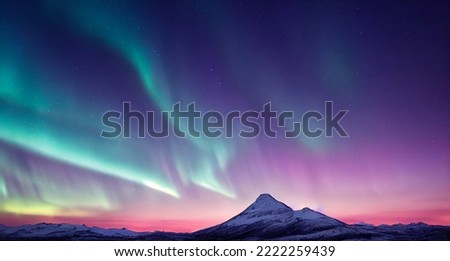 Similar – Image, Stock Photo Aurora borealis over lake with mountain