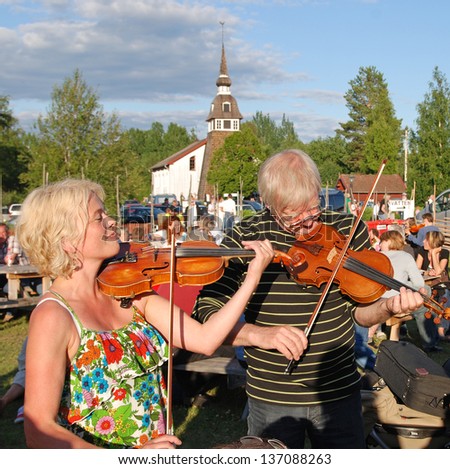 BINGSJO, SWEDEN - JULY 2: Unidentified people in music festival at Bingsjostamman in Bingsjo. Official name Bingsjostamman organization are folkmusikens hus on July 2, 2008 in Bingsjo Sweden
