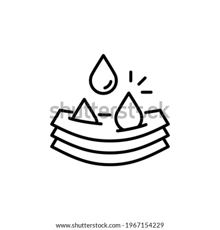 Absorption. Absorb soft layers and drops isolated on white. Sanitary care symbol. Moisture absorbing. Protect skin concept. Vector thin line icon.