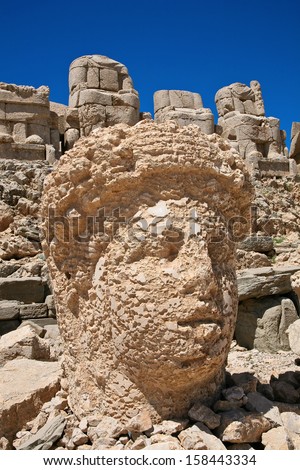 Nemrut mount, Turkey - Ancient stone heads representing the gods of the King Antiochus of CommegeneÃ¢Â?Â?s royal sanctuary