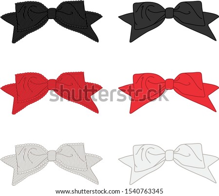 Fashion Elements: Gros-Grain Ribbon & Regular Bow Trim Vector Illustration