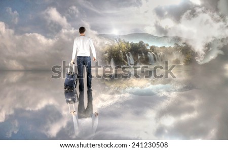 Man is Walking to Heavenly Kingdom