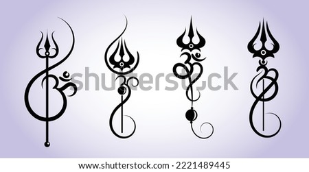 Om and trishul tattoo symbol collection