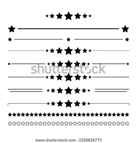 Star frame border horizontal line shape icon for decorative vintage doodle element for design in vector illustration