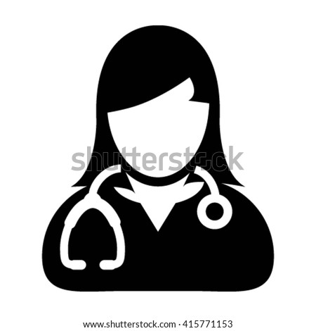 Woman Doctor Icon – Female Physician With Stethoscope Glyph Vector illustration