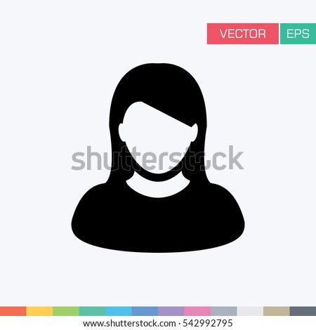 User Icon - Woman / Female Vector Flat Color People Person Profile Avatar in glyph Pictogram Symbol illustration