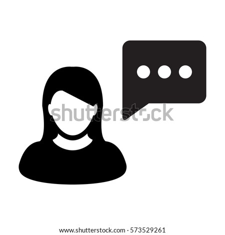 Message Icon Vector Woman Person With Chat Speech Bubble in Glyph Flat Color Pictogram Symbol illustration