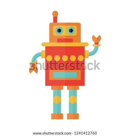 Vector illustration of a brightly coloured friendly robot character.