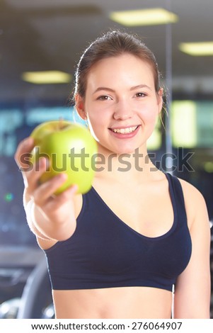 woman give apple