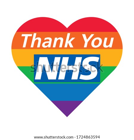 Thank you NHS rainbow love heart vector Coronavirus 2020 pandemic UK 