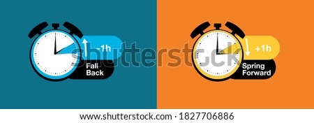 Fall back, Spring forward clocks going forward and back vector design