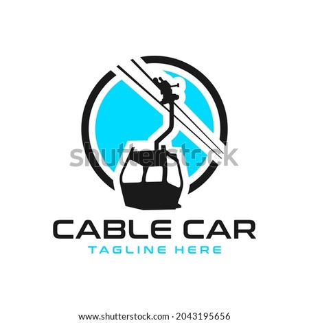 cable car inspiration illustration logo design on the mountain