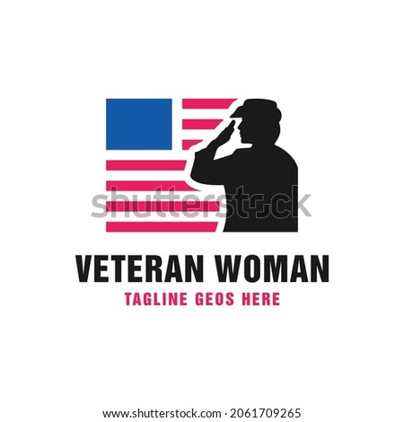 female veteran vector illustration logo design