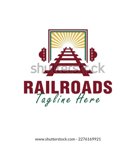 railroad track vector illustration logo design