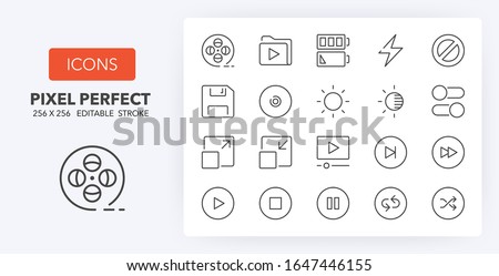 User interface thin line icon set (4/4). Outline symbol collection. Editable vector stroke. 256x256 Pixel Perfect scalable to 128px, 64px...