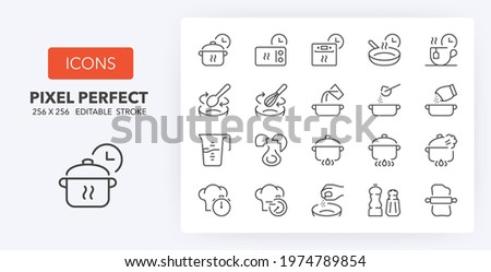 Cooking. Thin line icon set. Outline symbol collection. Editable vector stroke. 
