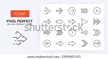 Arrows. Thin line icon set. Outline symbol collection. Editable vector stroke. 256x256 Pixel Perfect scalable to 128px, 64px...