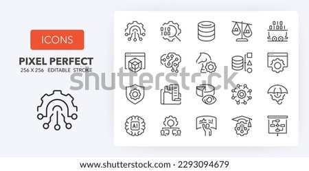 Set of thin line icons of business intelligence. Outline symbol collection. Editable vector stroke. 256x256 Pixel Perfect scalable to 128px, 64px...