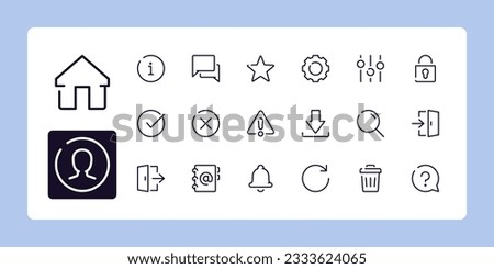 User interface line icon set 1 of 4. Outline symbol collection. Editable vector stroke. 384 and 192 Pixel Perfect scalable to 96px, 48px...