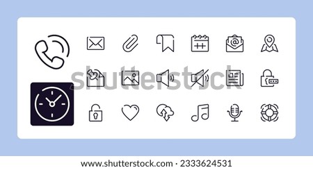 User interface line icon set 2 of 4. Outline symbol collection. Editable vector stroke. 384 and 192 Pixel Perfect scalable to 96px, 48px...