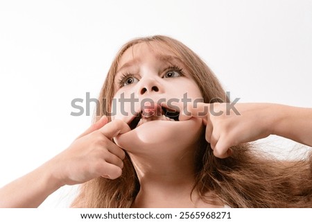 Image, Stock Photo grin cheek Child Girl