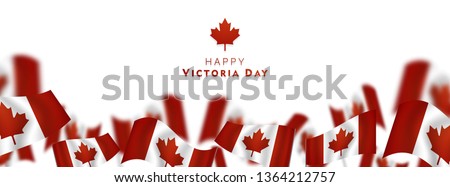 Victoria Day in Canada Vector Illustration, realistic rippling canadian flag