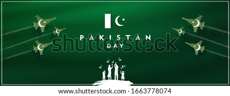23rd of march pakistan national day celebration card, Happy Pakistan's Resolution Day 23rd March 1940. flag of pakistan brush design Vector Illustration	
