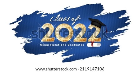 Class of 2022 Vector text for graduation gold design, congratulation event, T-shirt, party, high school or college graduate. Lettering for greeting, invitation card  Stock foto © 