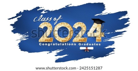 Class of 2024 Vector text for graduation gold design, congratulation event, T-shirt, party, high school or college graduate. Lettering for greeting, invitation card 