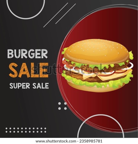 Fast food social media marketing web banner template design. Pizza, burger and healthy food business online promotion flyer with abstract background, logo and icon. Sale cover.